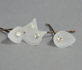 Wedding Hair Accessories - Calla Lilies and Rhinestones Diamantes Crystals