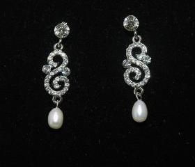 Art Deco Bridesmaids Crystal Earring Set of 4 Pair - Wedding Bridal Party Jewelr