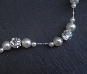Hair Vine, Bridal Hair Accessories, Wedding, Prom - Pearl and Diamante (Rhinestone)