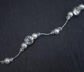 Silver Pearl and Crystal Hair Vine - Bridal Hairvine, Wedding Hair Accessories