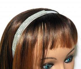 Bridal Bridesmaids Headband Set of 4 - Rhinestone Ribbon Headband - Bridal Party