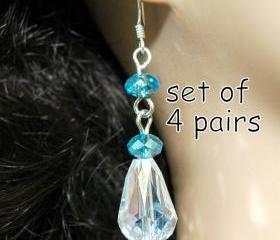 Bridal Bridesmaids Earrings Set of 4 Pairs - Choose your color Crystal Earrings