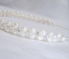 Wedding Headband - Rhinestones and FreshWater Pearls - Headbands suitable for Weddings