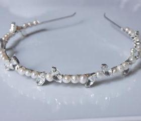 Pearl Headband / Diamante Stones and Freshwater Pearls, Wedding Hair Accessories