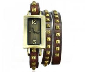 Square Watch with Spike Belt