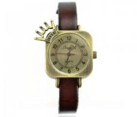Square Watch with Cute Crown