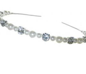 Wedding Headband - Silver Rhinestone and Pearls - Diamante Wedding Headbands