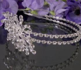 Double Wedding Headband / Side Tiara / Wedding Tiara - Silver Diamante (Rhinestone) Bridal, Wedding