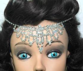 Bridal Rhinestone Headpiece - Bridal Forehead Band - Bridal Flapper Head band - Rhinestone