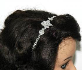 Bridal Flower Wedding Ribbon Head Piece - Bridal Headband - Wedding Hair Jewellery