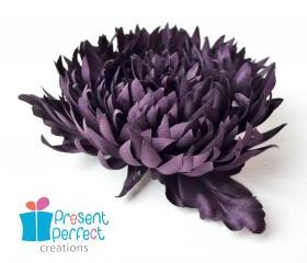Purple flower corsage, silk aster brooch, purple brooch