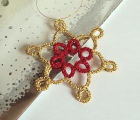 Gold, Red Christmas Tree Ornament