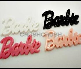  4pcs LIGHT PINK Acrylic Huge Barbie Word Logo Cabs Resin Flatback Cabochons F647