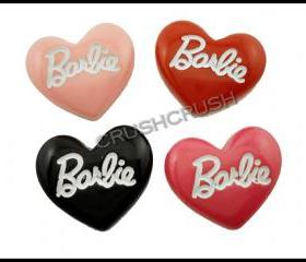  4pcs BLACK Resin Huge Barbie Heart Shape Flat Back Cabochons F643