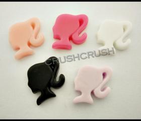  15pcs PINK Barbie Girl Ponytail Lady Silhouette Ballerina Cabochons Flat back F646