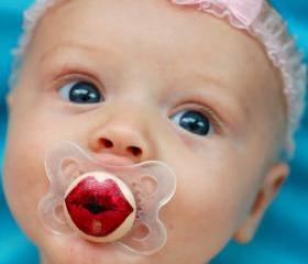 Kissy Face - Hand Painted Custom Pacifier in MAM Clear