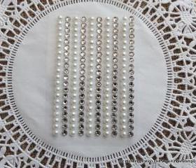 200 - 4mm self adhesive Shabby Chic Bling and Pearls - Diamonds and Pearls