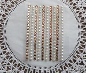 200 - 4mm self adhesive Shabby Chic Bling and Pearls - Peaches and Cream