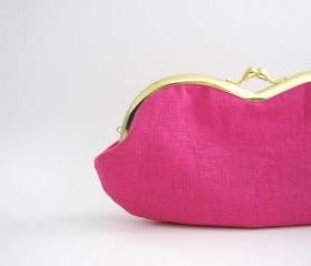 Frame Sunglasses Case Clutch Purse - deep pink linen