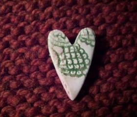 Green Ceramic heart Pin