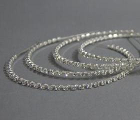 4 Rhinestone Headbands - Wedding, Bridal, Silver Diamante/ Rhinestone - sparkly diamante crystal headbands for your bridesmaids