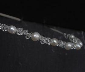 Headband, Wedding Headbands - Swarovski Crystal and Ivory Pearls, Wedding Hair Accessories