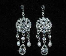Wedding Bridal Earrings Vintage Style - Art Deco Style Rhinestone Earrigs - Wedding Earrings