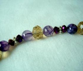 Amethyst Swarovski Crystal Necklace Purple Dragon Vein Tibetian Silver Spacer