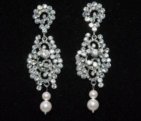 Bridal Wedding Earrings - Vintage Style Rhinestone Earrigs - Wedding Rhinestone Earrings