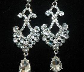 Bridal Chandelier Rhinestone Earrings - Bridal Wedding Crystal Earrings - Crystal Dangle Earrings - fashion jewelry