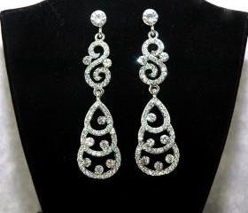 Crystal Wedding Rhinestone Earrings - Fashion Jewelry - Wedding Dangle Earrings - Bridesmaids Earrings