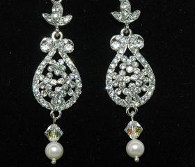 Bridal Crystal Earrings - Rhinestone Dangle Earrings - Wedding Bridal Fashion Jewelry