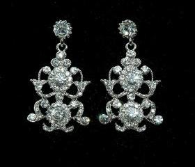 Wedding Swarovski Crystal Bridal Earrings - Art Deco Style Rhinestone Earrings - Vintage Style We
