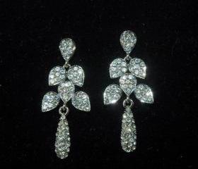 Bridal Leaf Crystal Earrings - Bridal Wedding Rhinestone Earrings -Fashion Jewelry
