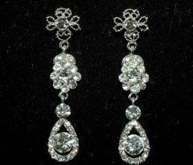 Crystal Dangle Bridal Earrings - Rhinestone Earrings - Wedding Jewellery - Weddi