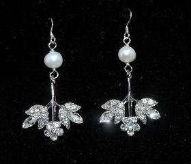 Wedding Bridal Rhinestone Earrings - Chandelier Crystal Earrings -Dangle Swarovski Earrings