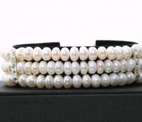 Wedding Pearl Bracelet - Bridal Bracelet Freshwater Button Pearl Bracelet - Wedding Jewellery -