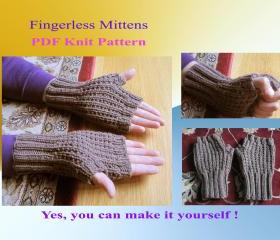 Knit Pattern - Fingerless mittens for men (31VC2012)