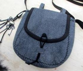 Custom Order Felt Belt Pouch, Pouch Purse, Steampunk, Fantasy, Medieval, Pirate Style Handmade Purse with Charm