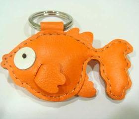 Goldfish Leather Keychain ( Orange )