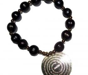 Black Fresh water Pearls gold Filled Padre Nuestro bracelet