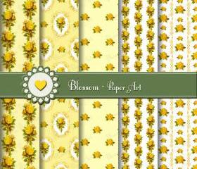 Yellow Vintage Roses Scrapbooking Paper - Digital - Printable - DIY Projects - Personal and Commercial Use - 1511