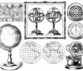 Globe Collage Sheet - Digital Scrapbook - Scrapbooking - Decoupage Download Images - Vintage - Printables - Illustrations - Graphics - 1531