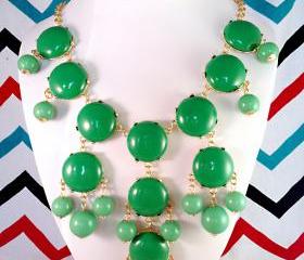Kelly Green J-CREW Inspired Bubble Statement Bib Necklace