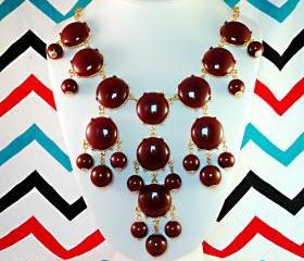 Mauve Dark Purple J-CREW Inspired Bubble Statement Bib Necklace