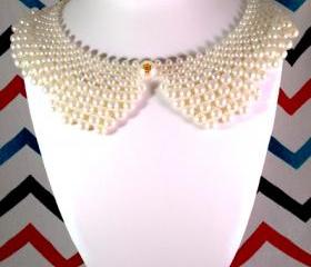 Antique Vintage Pearl Collar Statement Bib Necklace