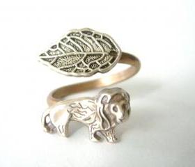 silver Lion wrap ring