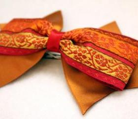 Red Orange Gold Hair Bow Barrette Accessory