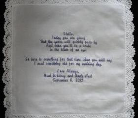 Custom Embroidered Flower Girl Hankie - Horizontal Orientation