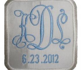 Square Custom Embroidered Wedding Gown Label Silk